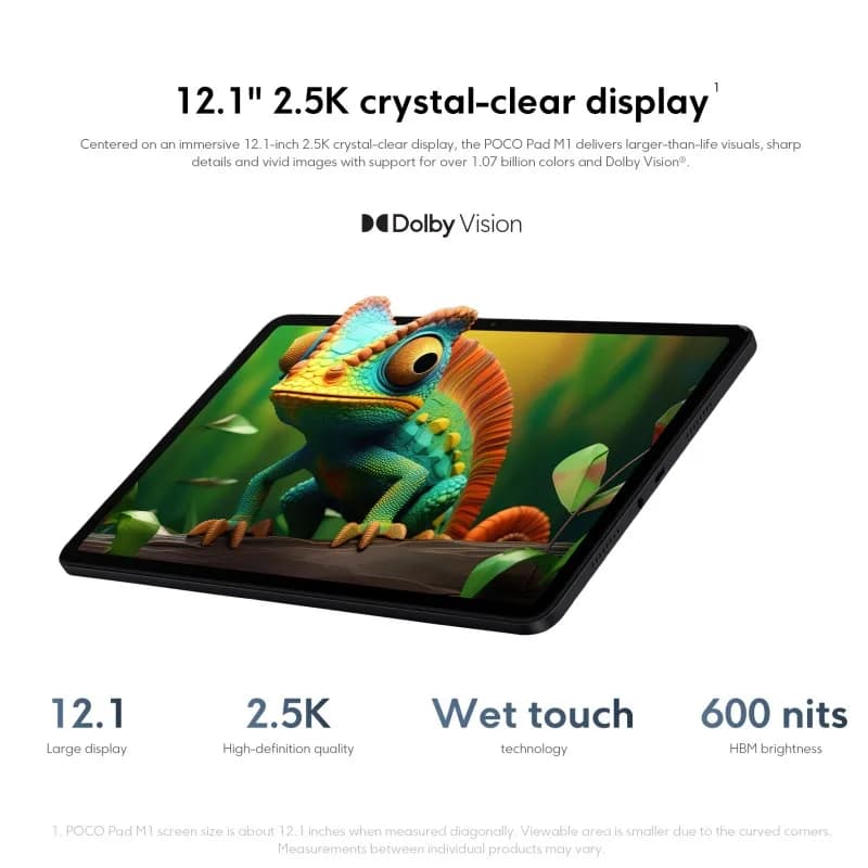 أجهزة لوحية POCO Pad M1 إصدار عالمي معالج Snapdragon 7s Gen 4 كاميرا 8 ميجابكسل شاشة 12.1 بوصة 2.5K فائقة الوضوح بمعدل تحديث 120 هرتز شحن سريع 33 واط - 5