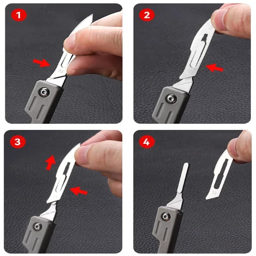 Hot sales Machinery Mini Folding Scalpel Medical Folding Knife EDC Outdoor Unpacking Pocket Knife with 10pcs Replaceable Blades - 4