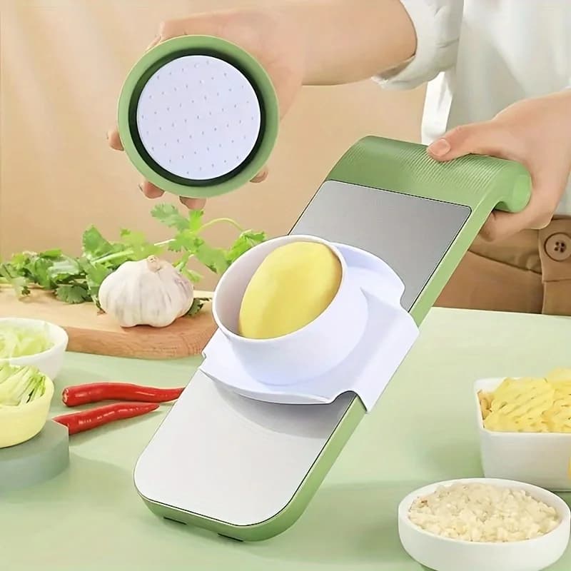 7pcs/set Multifunctional Vegetable Slicer and Grater Set - Interchangeable Blades Manual Kitchen Tool Kit - for Potatoes - 5