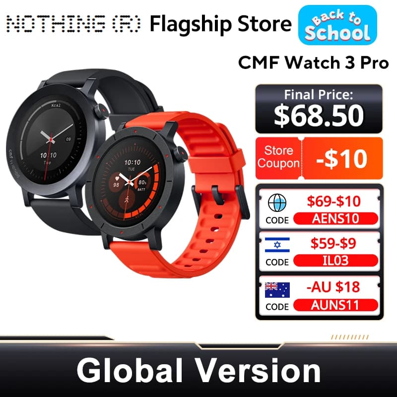 ساعة Nothing CMF Watch 3 Pro إصدار عالمي بشاشة AMOLED 1.43 بوصة مع ميزة الاتصال عبر البلوتوث ومراقبة الأكسجين في الدم