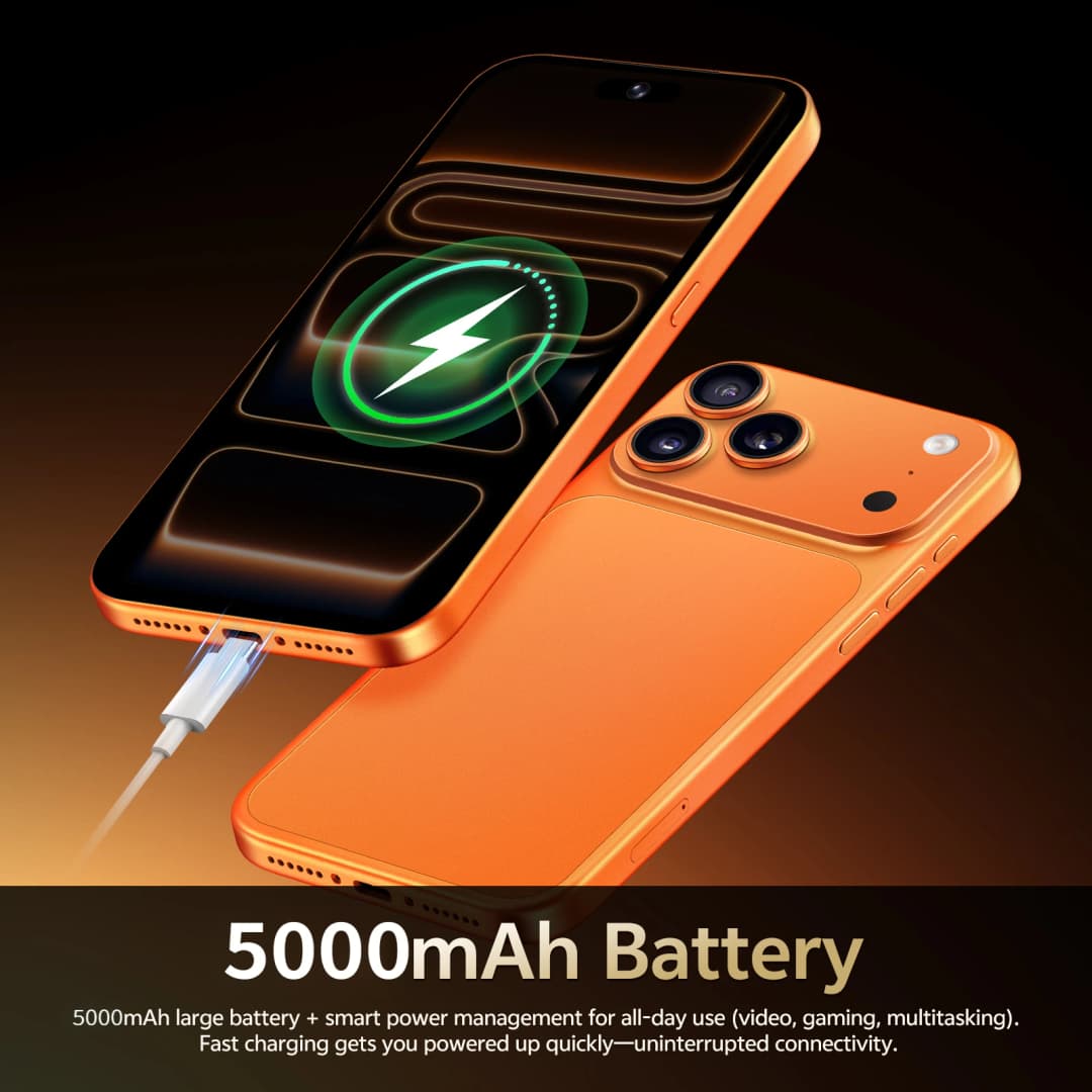 هاتف SURGAZE الجديد عالي الأداء i17 Pro Max بسعة 5000 مللي أمبير، 16 جيجابايت + 1 تيرابايت، شاشة 6.8 بوصة، يدعم 4G و5G، بشريحتين، إصدار عالمي - 5