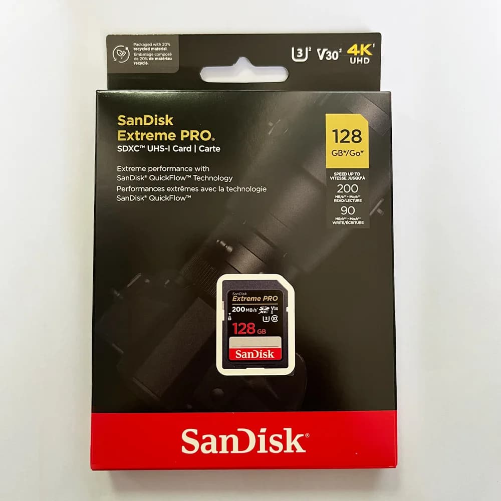 بطاقة ذاكرة SanDisk Extreme SD 4K UHD 32 جيجابايت SDHC 64 جيجابايت 128 جيجابايت 256 جيجابايت SDXC C10 U3 V30 حتى 180 ميجابايت/ثانية لكاميرا 1080p 3D Full HD - 6