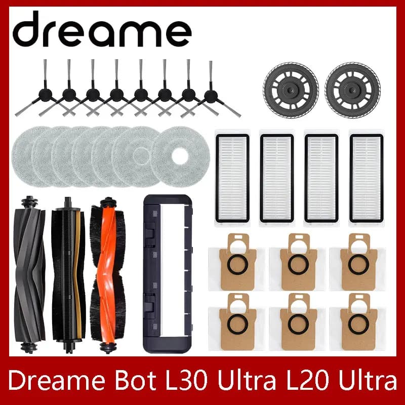 قطع غيار مستهلكات روبوت تنظيف Dreame Bot L30 Ultra L20 Ultra فرشاة جانبية رئيسية فلتر هيبا قطعة قماش للممسحة كيس غبار اكسسوارات