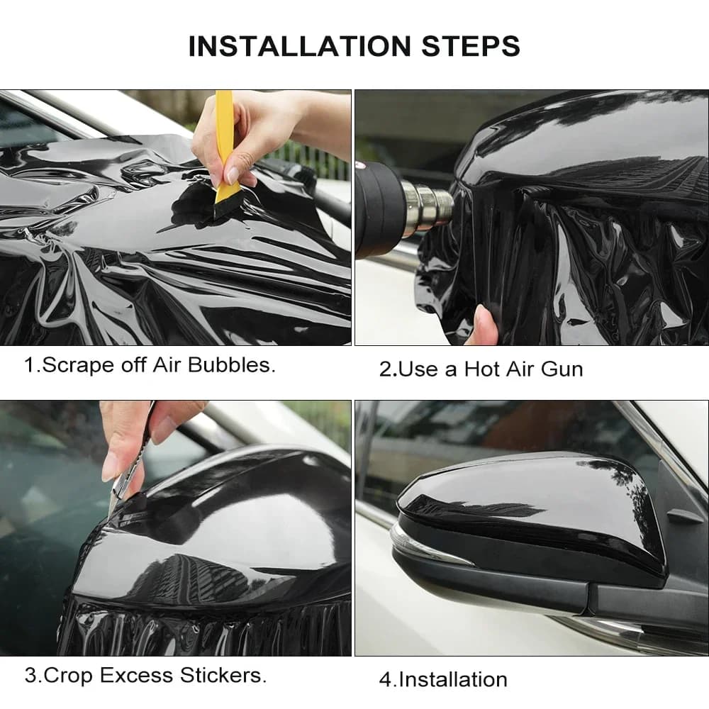 Ultra Gloss PET Piano Black Vinyl Wrap Film Sticker Auto Decoration Accessories Glossy Black Self Adhesive Vinyl Bubble Air Free - 5