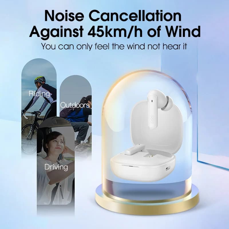 سماعات أذن لاسلكية QCY HT05 Melobuds مع تقنية إلغاء الضوضاء ANC، 40dB، وضع متعدد، 6 ميكروفونات، مكالمات معززة بالذكاء الاصطناعي، بلوتوث 5.2، شفافية 30 ساعة - 5