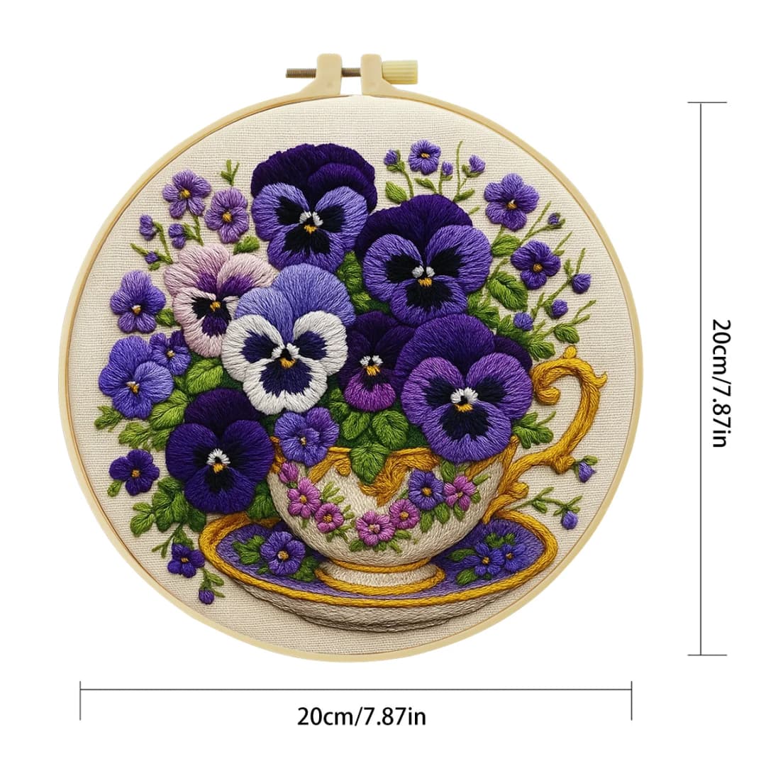 1pc 20X20CM/15X15CM 7.87/6.3inch Embroidery Starter Kit DIY kit Home Decor，Flower，Embroidery kit - 5