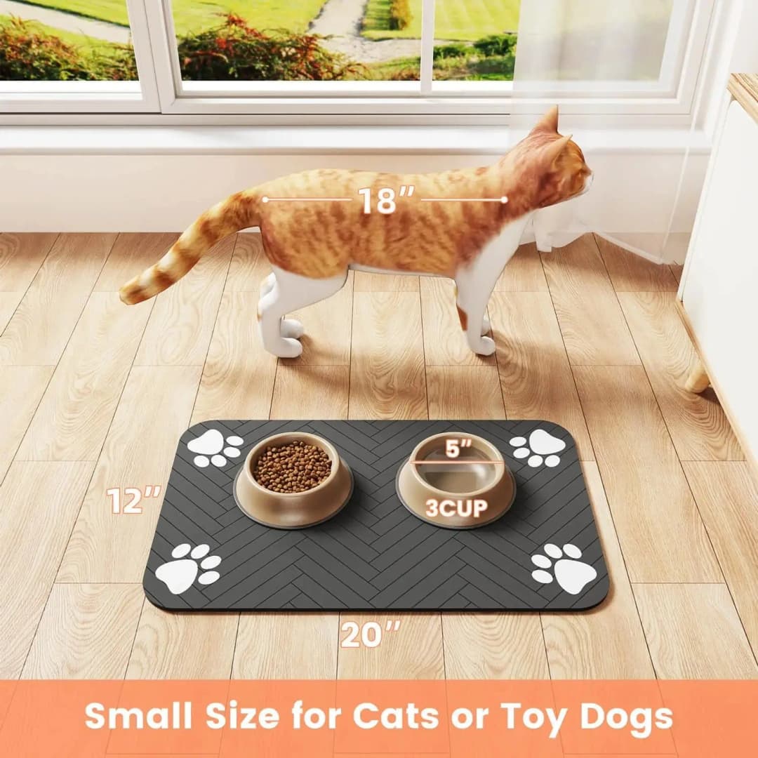 Pet Feeding Mat-Absorbent Pet Placemat Rubber Backing Quick Dry Water Mat for Dog Cat for Food and Water Bowl with Waterproof - 6