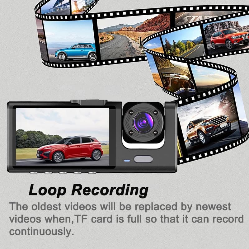 كاميرا سيارة DVR بدقة 1080P، 2/3 قنوات، داش كام للسيارات، كاميرا أمامية اختيارية، كاميرا خلفية للرؤية الليلية - 5