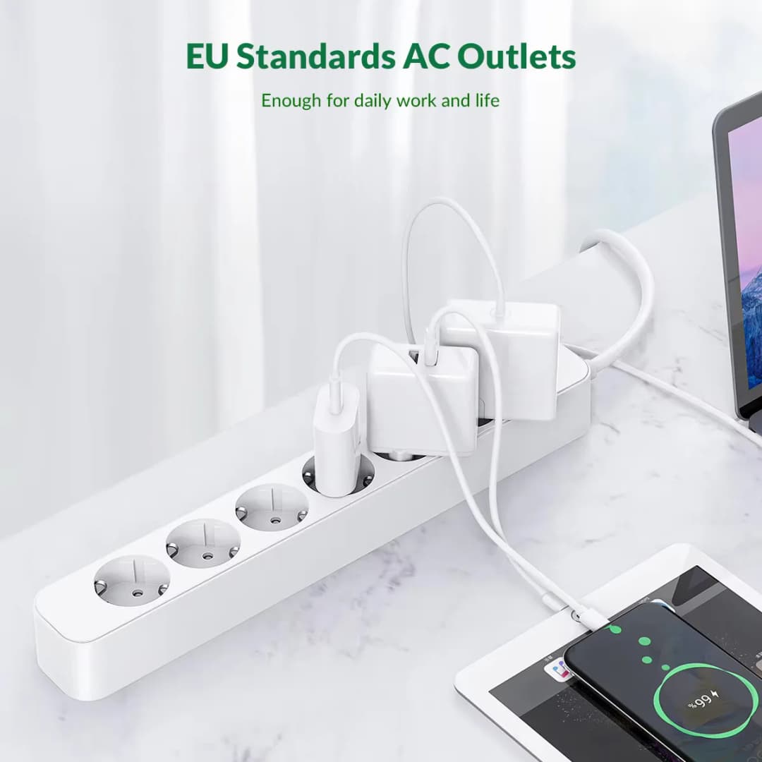 شريط طاقة ORICO 6AC بقوة 2500 واط مع كابل تمديد 3 أمتار ومقابس كهربائية متعددة مع واقي من ارتفاع التيار ومرشح شبكة - 6