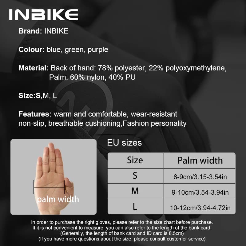 قفازات ركوب الدراجات INBIKE 2024 مبطنة بالجل للرجال، قفازات دراجة الطريق من الصوف لخريف وشتاء، قفازات MTB بأصابع كاملة مع شاشة لمس، إكسسوارات دراجات - 6