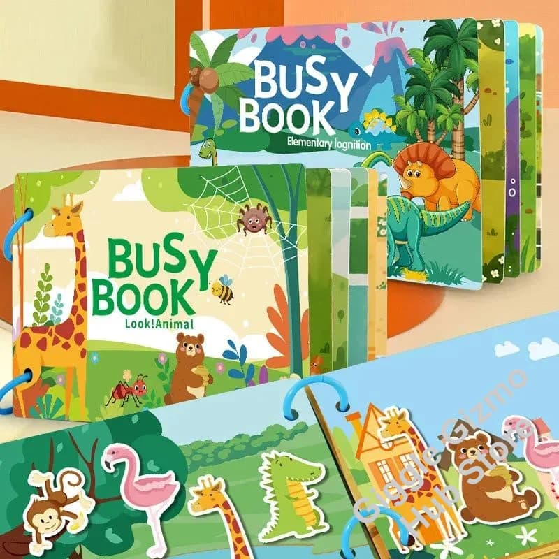 كتاب مشغول للأطفال من عمر 2 إلى 6 سنوات كتاب هادئ نشاط تعليمي في مرحلة ما قبل المدرسة ملصقات قابلة لإعادة الاستخدام ومطابقة فيلكرو مونتيسوري حركات دقيقة - 2