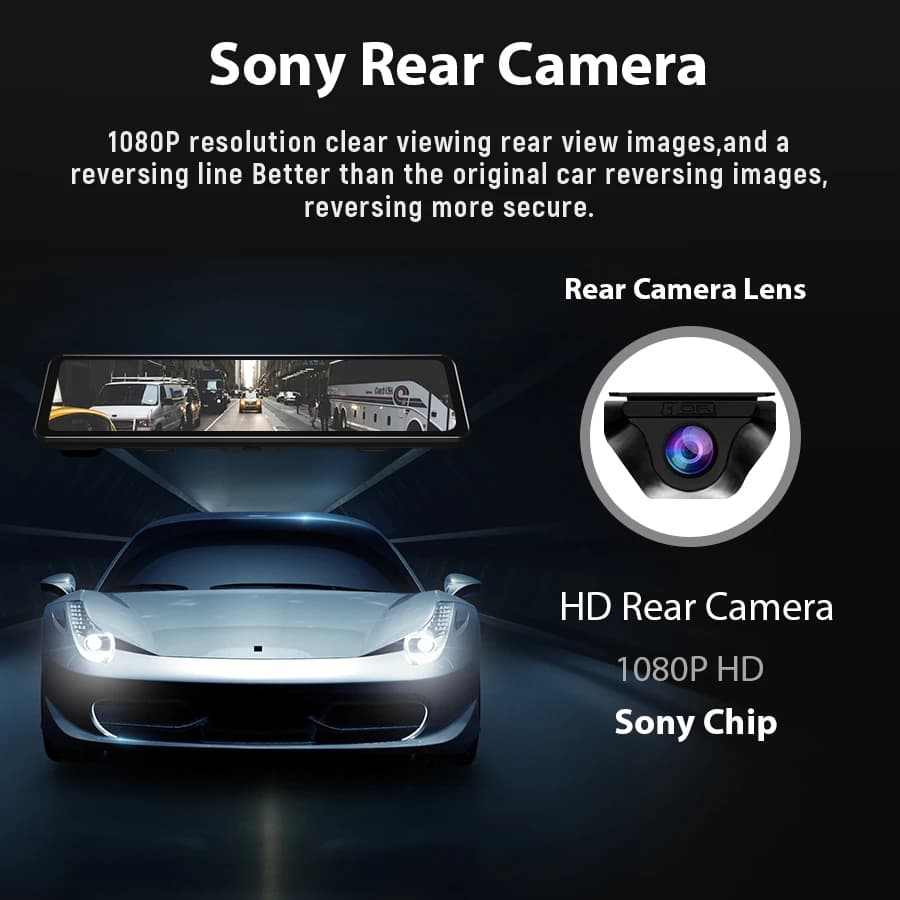 ACCEO 4K WIFI Dashcam 12 بوصة جهاز تسجيل فيديو رقمي للسيارات مرآة الرؤية الخلفية مسجل داش كام دعم 1080P سوني الصندوق الأسود ملحقات كاميرا الرؤية الخلفية - 5
