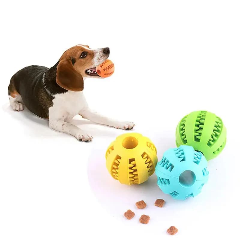 Dog Toy Ball, Nontoxic Bite Resistant Toy Ball for Pet Dogs Puppy Cat, Dog Pet Food Treat Feeder Chew Tooth Cleaning Ball - 4