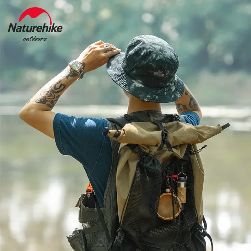 قبعة صياد ملونة من Naturehike، قبعة شمس سماوية عصرية، قبعة تخييم وتنزه خارجية، قبعة قطن صيفية، حافة عريضة 5.5 سم، حماية من الأشعة فوق البنفسجية UPF50+