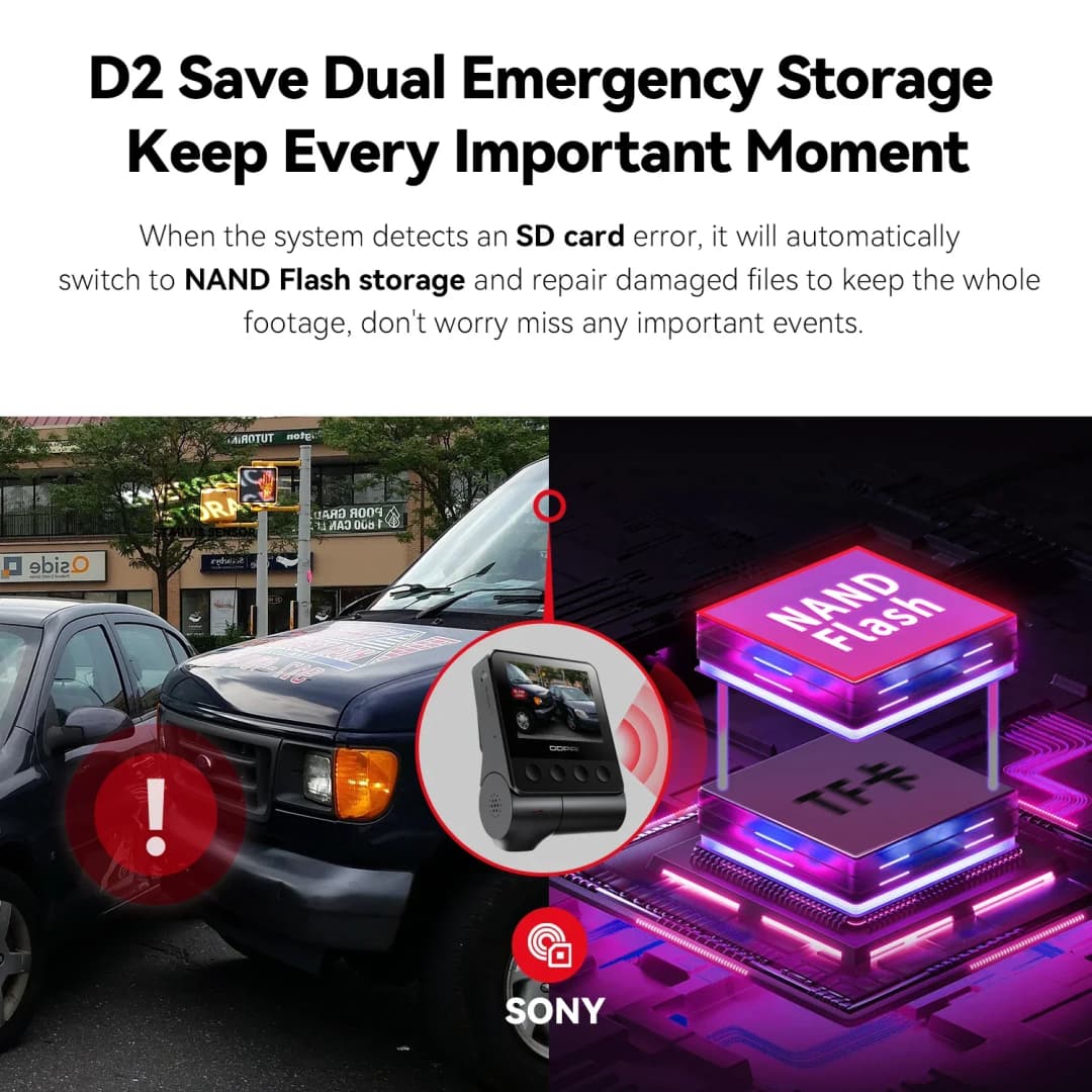 كاميرا لوحة القيادة DDPAI Z50 بدقة 4K UHD، أمامية وخلفية، مع واي فاي، GPS، ADAS، وكاميرا مزدوجة تدعم الكاميرا الخلفية - 4