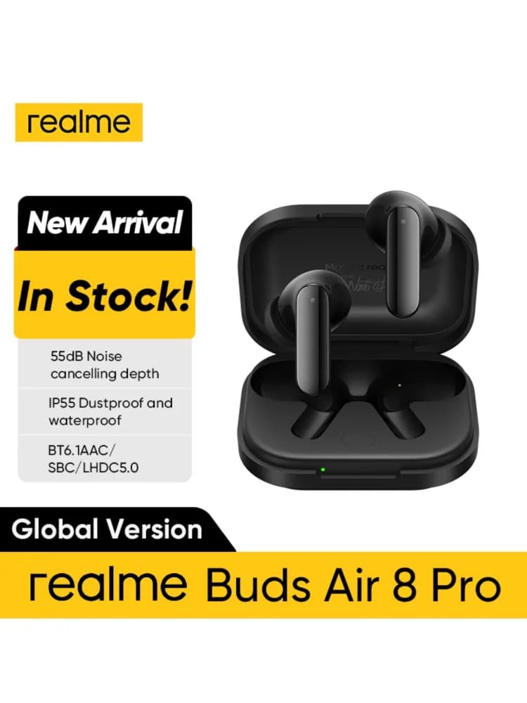 الإصدار العالمي realme Buds Air 7 برو 53dB إلغاء ضوضاء أعماق البحر ترجمة فورية بالذكاء الاصطناعي LHDC 5.0 بلوتوث 5.4