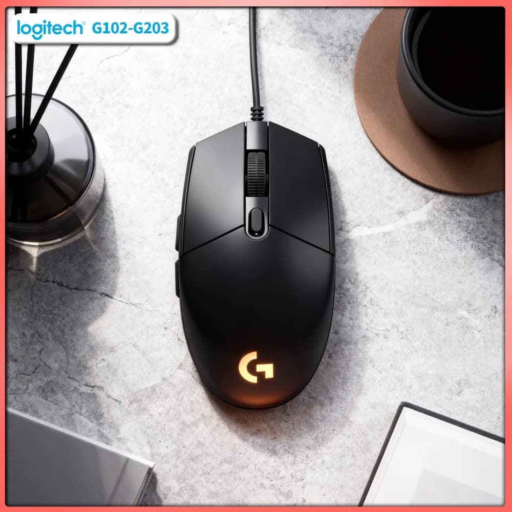 ماوس Logitech G203//G102 سلكي للألعاب 200-8000 نقطة في البوصة إضاءة LIGHTSYNC RGB 6 أزرار استجابة 1 مللي ثانية كابل 2.1 متر ماوس G402