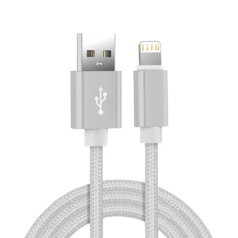 كابل شاحن USB مضفر من النايلون المعدني لهاتف iPhone 14 8 7 6S Plus X XR XS 11 12 13 Pro Max iPad 9 سلك بيانات شحن سريع 1 متر 2 متر 3 متر - 6