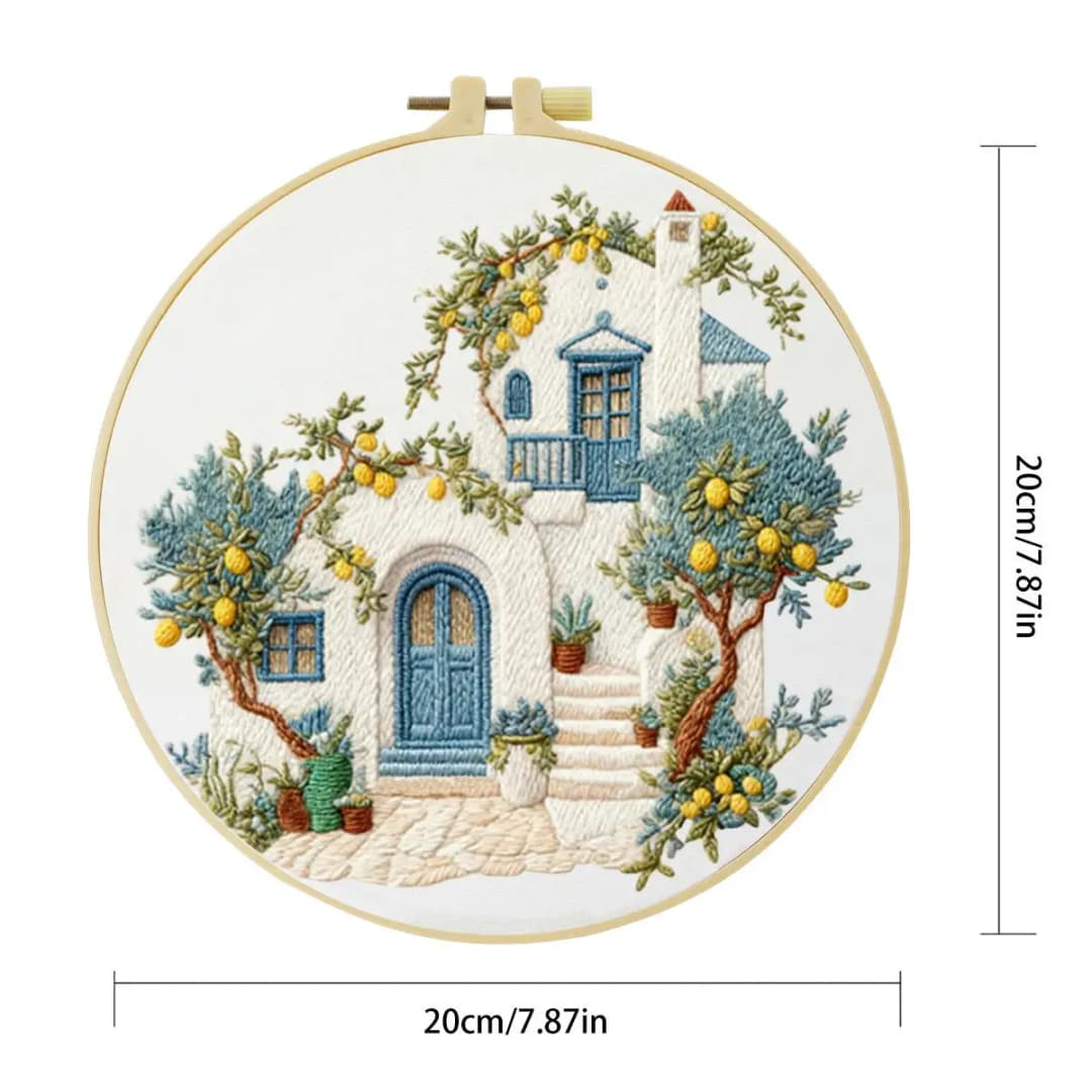 مجموعة تطريز يدوي DIY بمشهد جميل 20X20 سم/15X15 سم 7.87/6.3 بوصة - 5