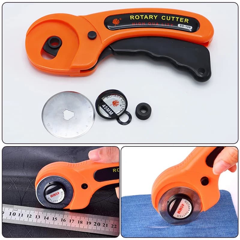 45 مللي متر الروتاري القاطع مجموعة الجلود الحرفية أداة القطع مع مقبض مريح DIY بها بنفسك النسيج خليط الخياطة اللحف صياغة - 4