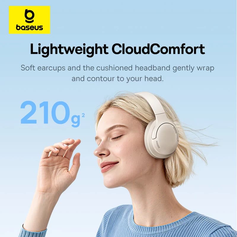 سماعات رأس لاسلكية من Baseus بلوتوث 5.3 سماعة أذن بمستوى HIFI مشغل 40mm سماعات فوق الأذن قابلة للطي صوت مكاني لمدة 70 ساعة - 4