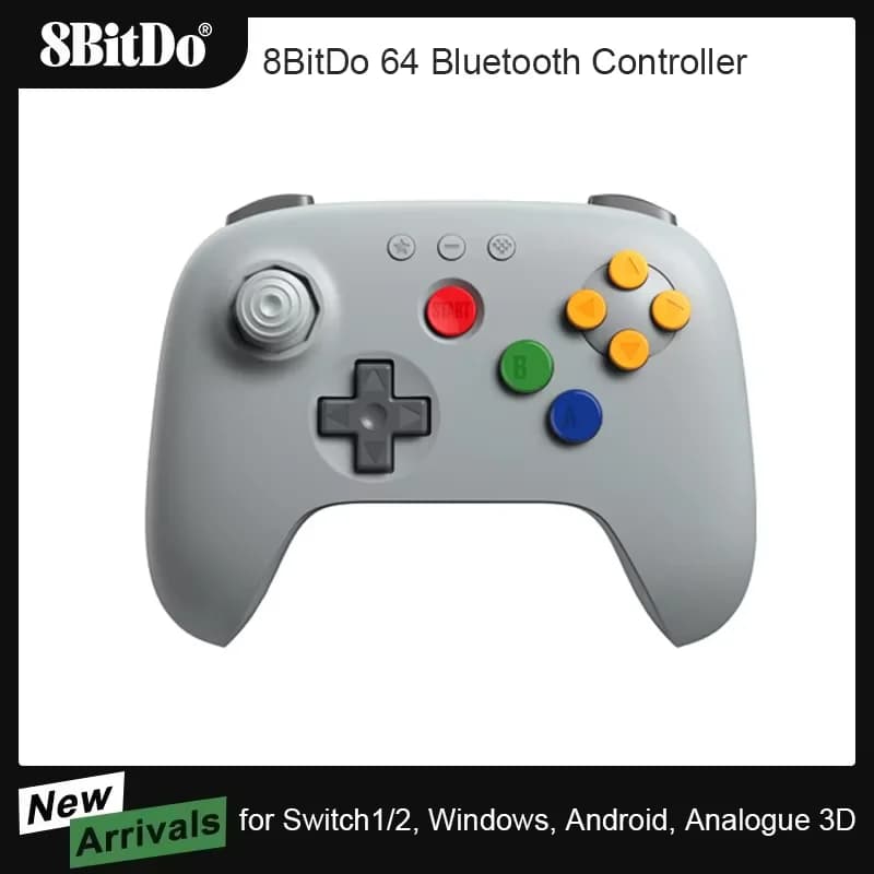 8BitDo وحدة تحكم بلوتوث N64 للأنالوج ثلاثي الأبعاد، نينتندو سويتش، سويتش 2، عصا تحكم يد تحكم لألعاب Windows وأندرويد