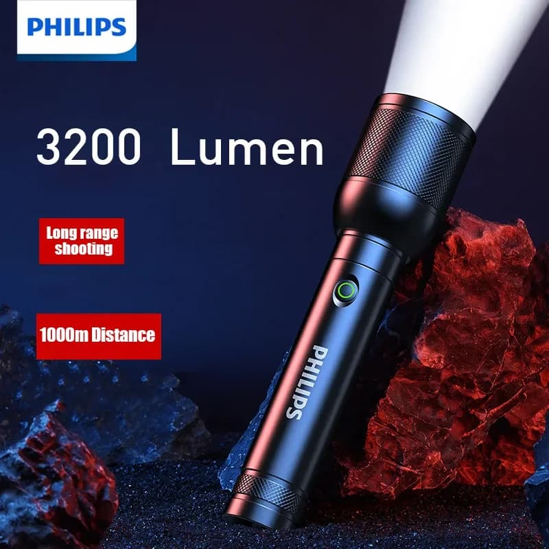 2025 New Philips SFL8168 3200 Lumen LED Flashlight 1000m Portable Powerful Bright Flashlights Camping Lamp for Outdoor Hiking - 2