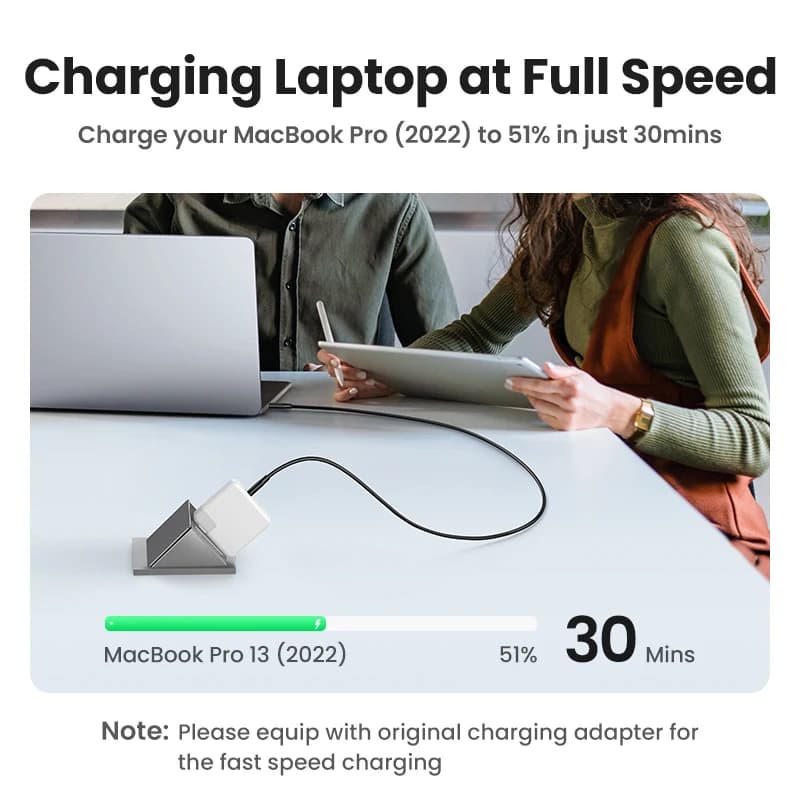 كابل UGREEN، PD 100 واط، من USB C إلى USB C، للشحن السريع، 5 أمبير، 100 واط، لهواتف iPhone 17 و16 وMacBook وiPad - 2