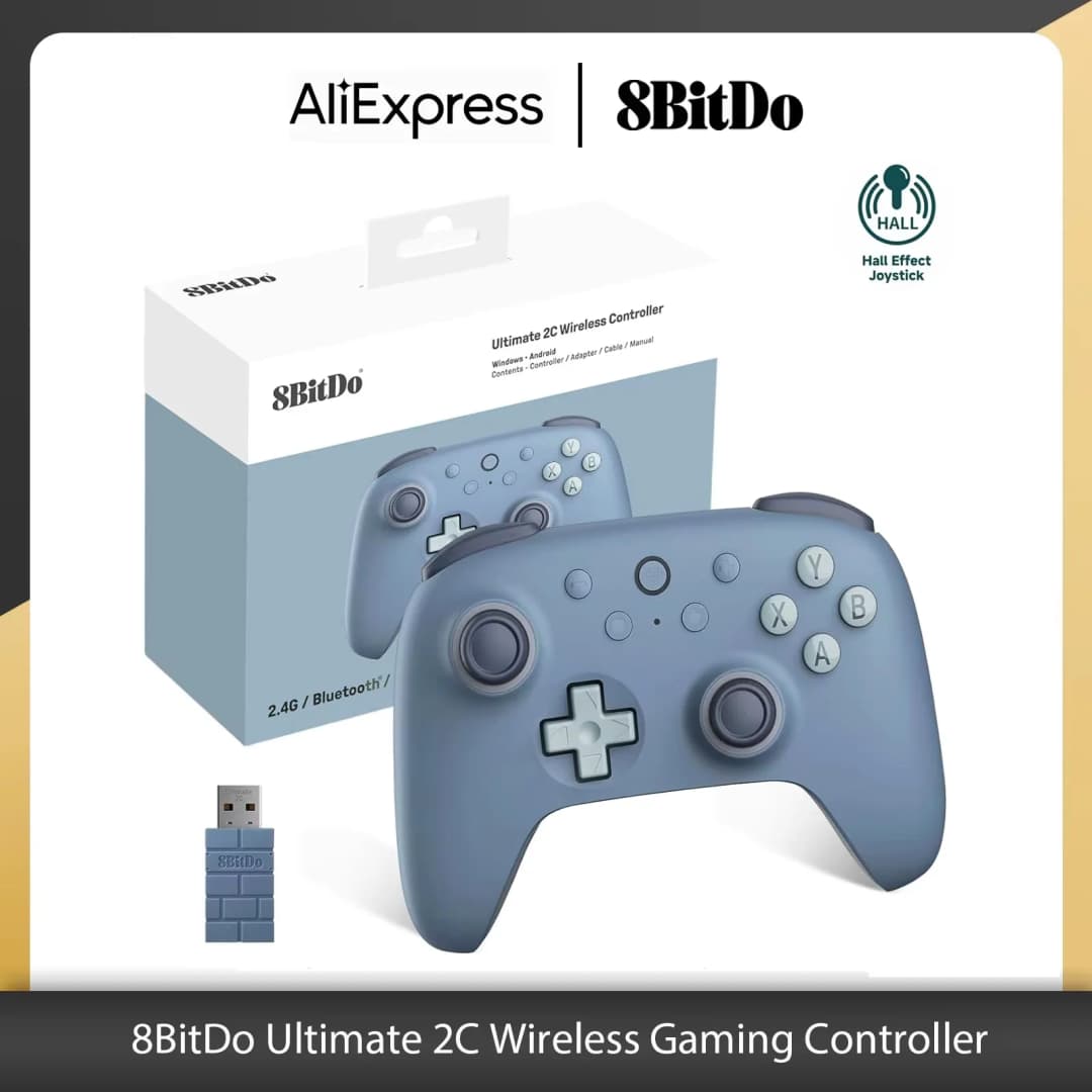 8BitDo - جديد Ultimate 2C وحدة تحكم ألعاب لاسلكية 2.4G بعصا تحكم بتأثير هول لكمبيوتر Steam Deck Raspberry Pi أندرويد