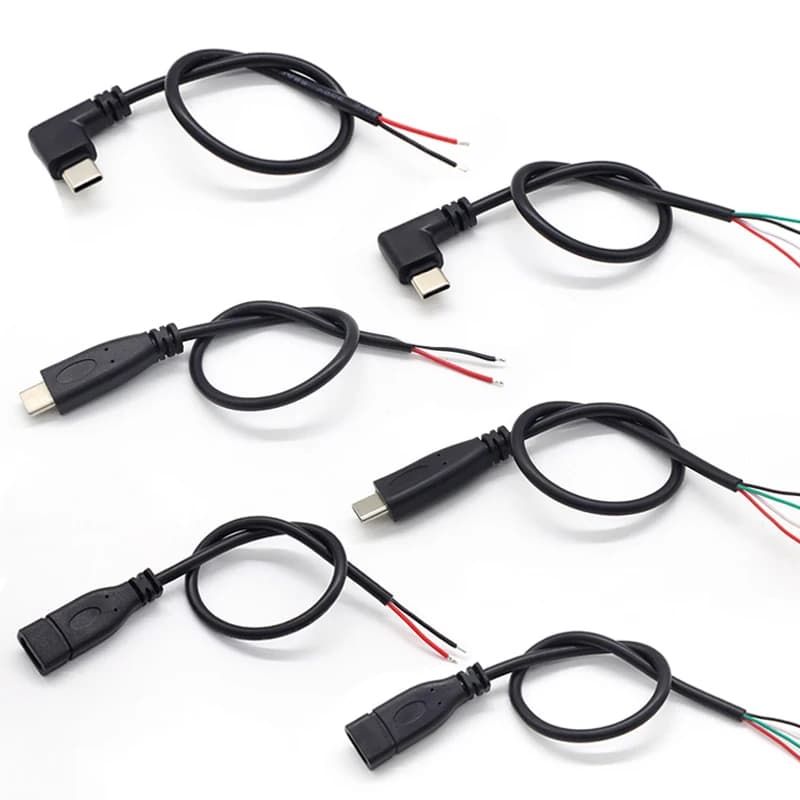 لتقوم بها بنفسك إصلاح كابل لحام 2 سلك 4 أسلاك نوع C USB 2.0 الكوع رئيس ذكر أنثى جاك 4pin/2pin نوع-c ذكر تمديد كابل 0.25 متر