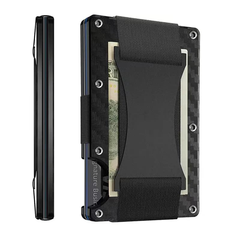 Forged Carbon Fiber Mini Slim Wallet case organizer for Men Cartera Tarjetero Hombre Cashback Credit Card Holder Luxury gift - 3