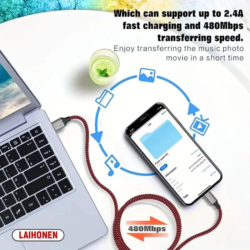 1M 2M 3M USB A To Lightning MFi Certified  Cable For iPhone 14 13 12 11 X XR Pro Max Fast Charging Cable Charger Data Wire Cord - 5