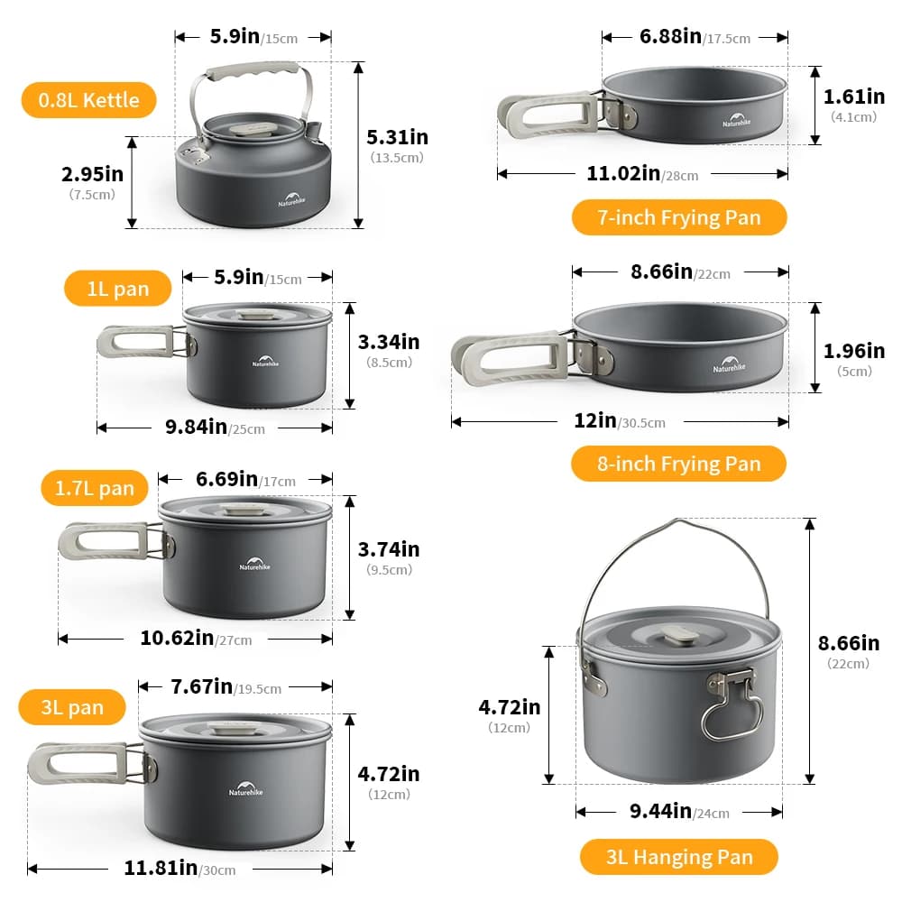 Naturehike Camping Cookware Kit Outdoor Frying Pan Portable Kettle Foldable Picnic Tableware Kitchen Utensils Cooking Utensils - 5