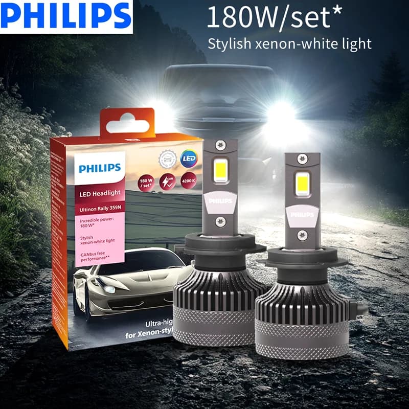 فيليبس LED 15000 لومن ألتنيون رالي 3590 H4 H7 H8 H11 HB3 HB4 H19 HIR2 H1 كشاف سيارة 6500K أبيض ماكس باور 180 واط 12 فولت 4200K U359N