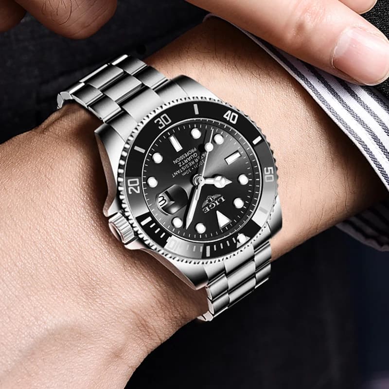 LIGE Top Brand Luxury Mens Watches Fashion Business Men's Quartz Wristwatches Waterproof Luminous Date Chronograph Montre Homme - 5