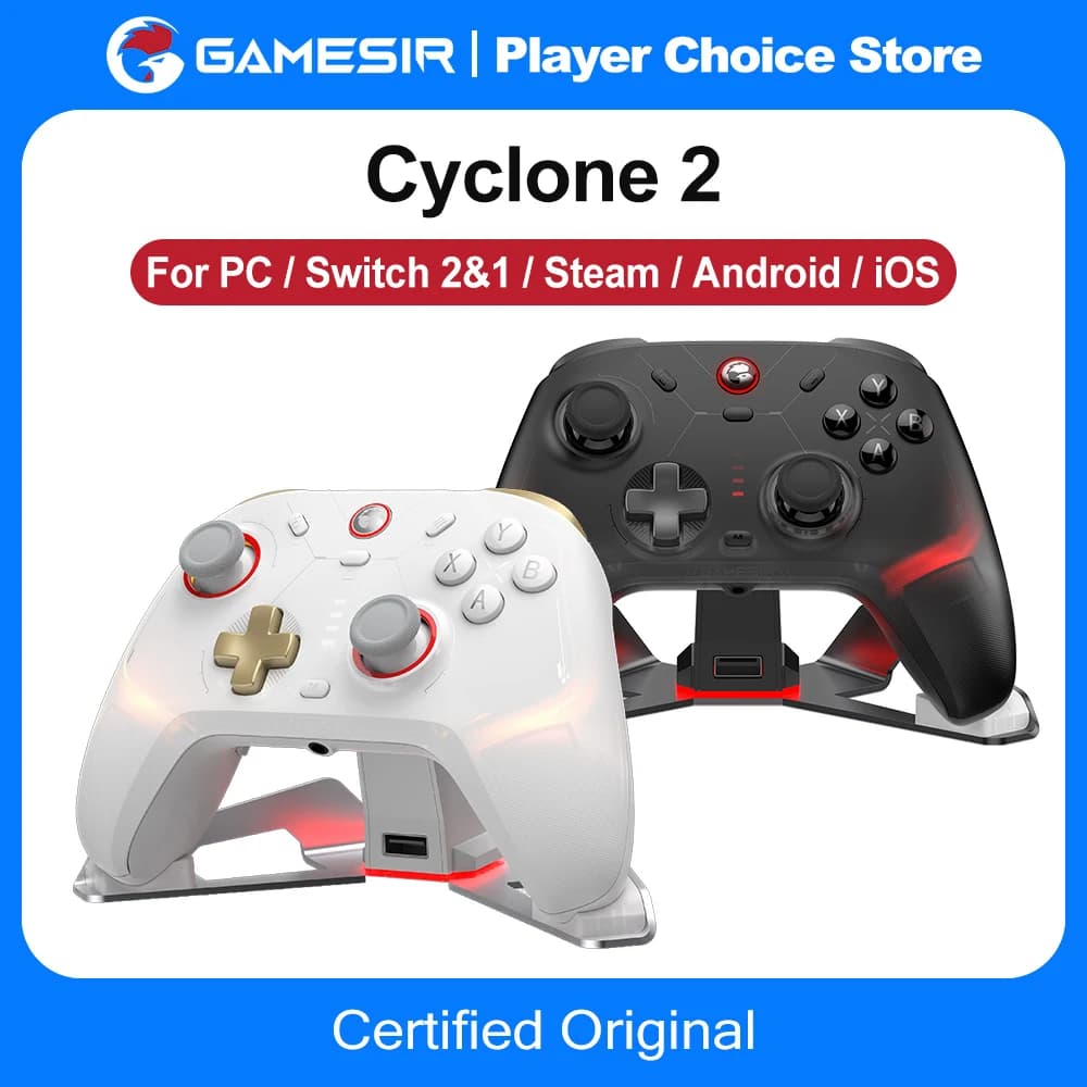يد تحكم لاسلكية GameSir Cyclone 2 Pro لجهاز Nintendo Switch 2/1، كمبيوتر، ويندوز، ستيم، آي أو إس، أندرويد مع عصي Mag-Res TMR