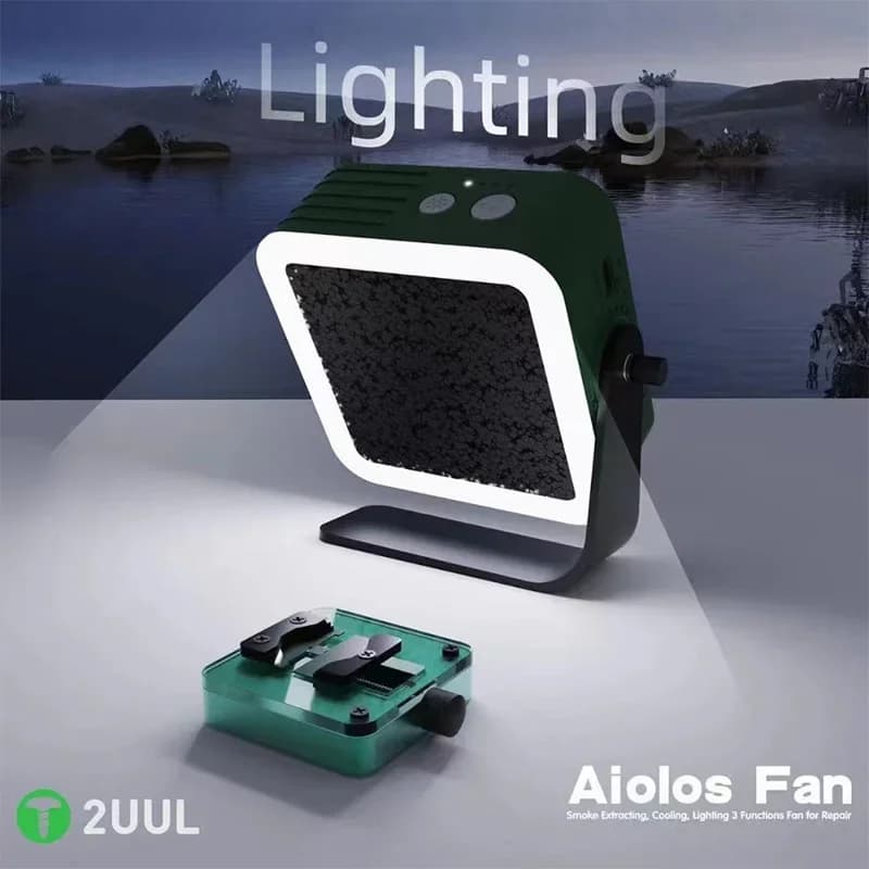 مروحة استخراج دخان 2UUL Aiolos مع وظيفة إضاءة، مروحة تبريد لصيانة الهواتف المحمولة ولحام اللوحة الأم - 3