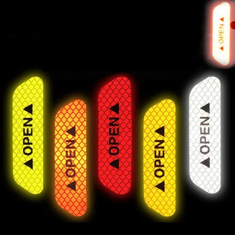 4Pcs/Set Car sticker Door Safety Warning Reflective Stickers  Reflective Strip Warning Luminous Universal Accessories - 2
