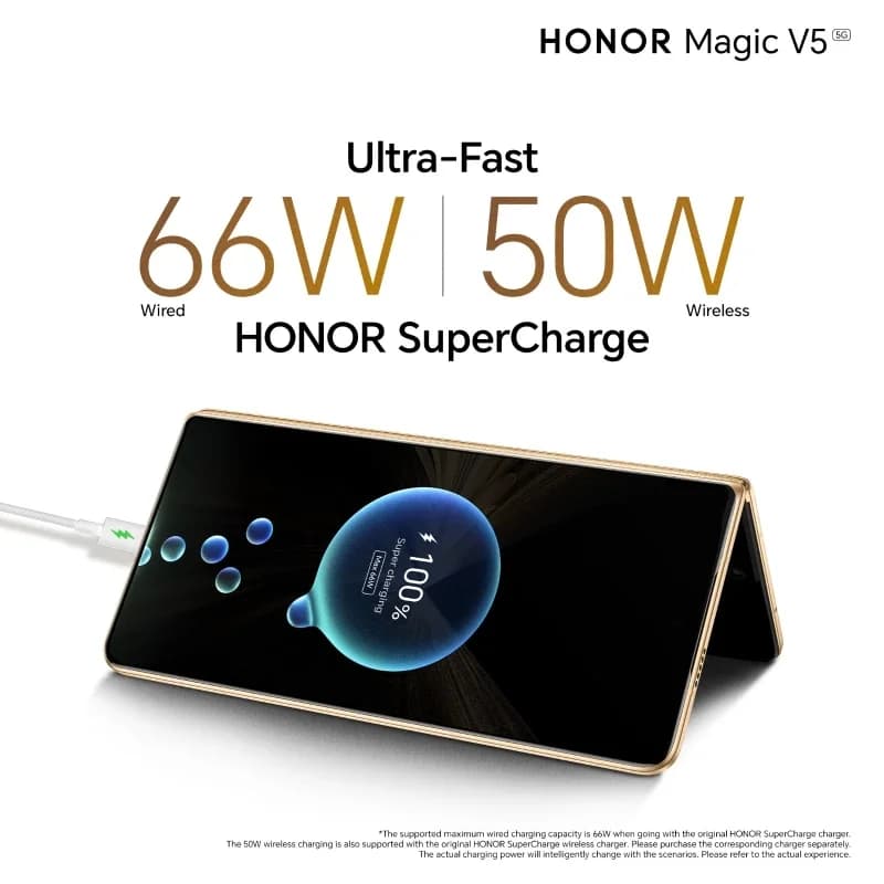 هونر ماجيك V5 16 جيجابايت+512 جيجابايت نسخة عالمية هاتف ذكي 5G بشاشة قابلة للطي OLED بمعدل تحديث 120 هرتز ومعالج سنابدراجون 8 إيليت وبطارية 5820 مللي أمبير وشحن فائق السرعة 66 واط وNFC - 4