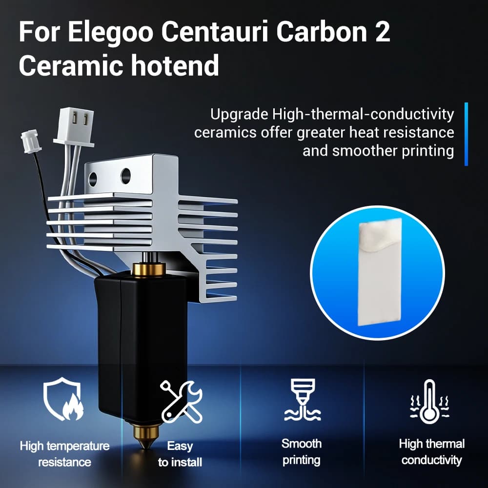 ترقية فوهة Elegoo CC 2 بمقاسات 0.2/0.4/0.6/0.8 ملم، مجموعة فوهة ساخنة مجمعة للطرف الساخن Elegoo Centauri Carbon 2 / فوهة Centauri - 2