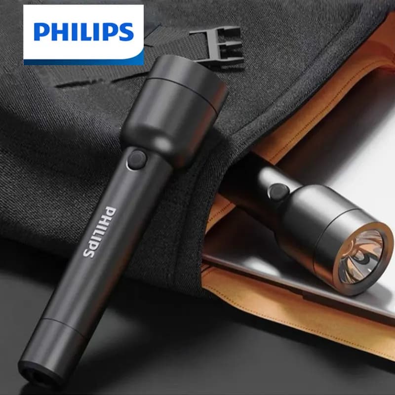 Philips كشاف LED مع شحن USB وبطارية 18650 و 4 أوضاع إضاءة كشاف قوي للدفاع عن النفس والتخييم