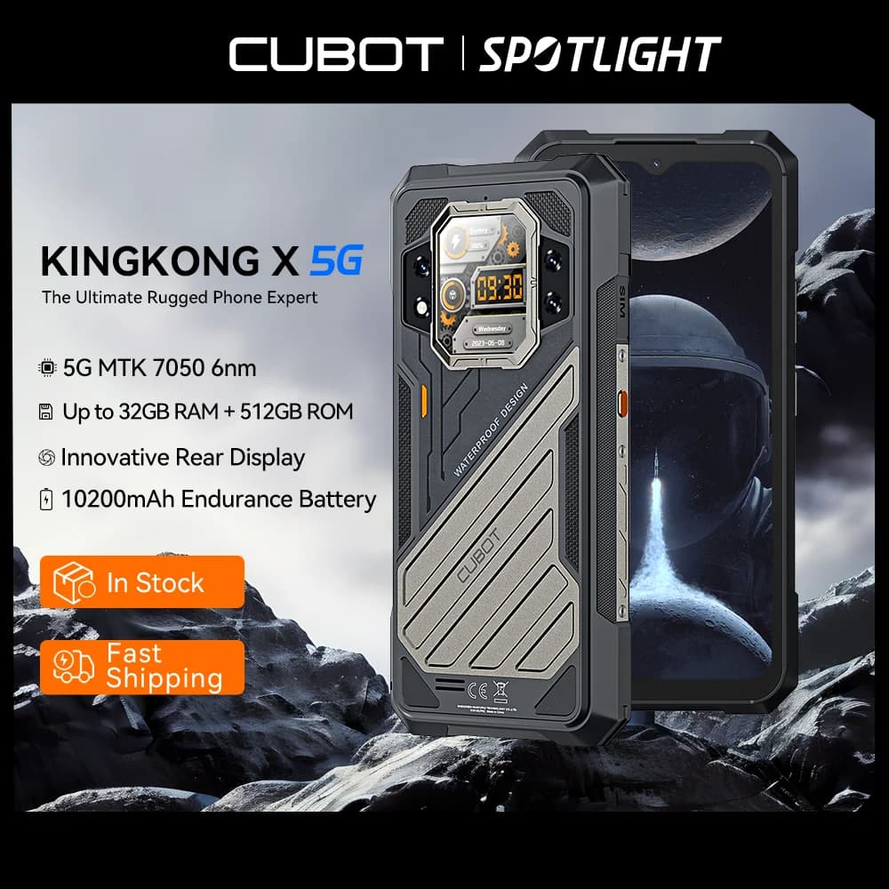 CUBOT KINGKONG X، هاتف ذكي متين 5G، ذاكرة وصول عشوائي 32 جيجابايت (16+16 جيجابايت)، ذاكرة داخلية 256/512 جيجابايت، بطارية 10200 مللي أمبير، شاشة 6.583 بوصة بمعدل تحديث 120 هرتز، NFC، WiFi 6، كاميرا 100 ميجابكسل