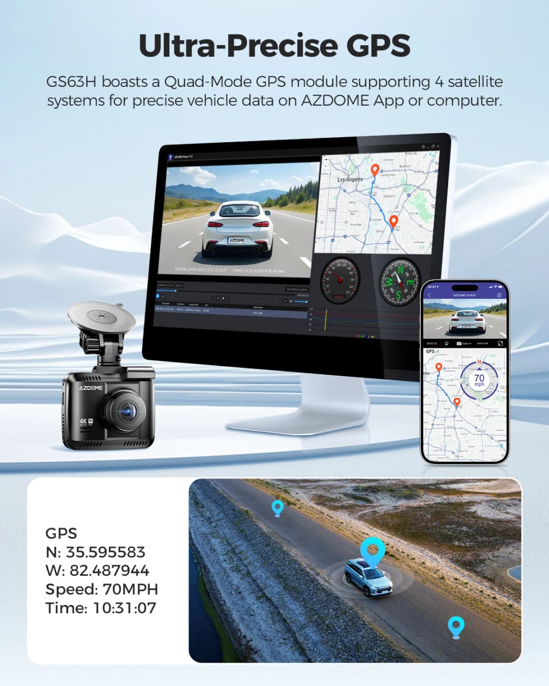 كاميرا لوحة قيادة AZDOME GS63H بدقة 4K مع نظام تحديد المواقع المدمج وواي فاي، شاشة Starvis 2.4 بوصة، رؤية ليلية WDR، مسجل فيديو للسيارة مع مراقبة وقوف السيارات - 6