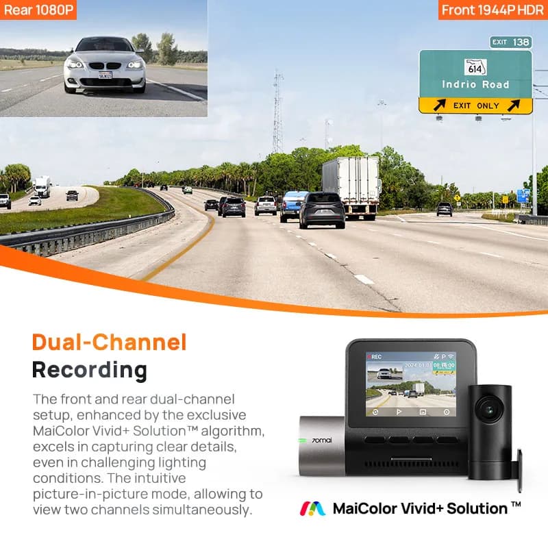 Global Version New 70mai Dash Cam A510 1944P 3K Image HDR GPS ADAS 140FOV 24H Parking 70mai 4G Car DVR A510 Support Rear Cam - 3