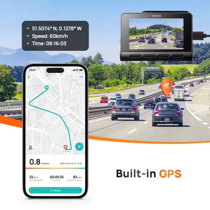 70mai 4K Dash Cam A810 Front Rear Set Suppor 4G Module LTE UP04 Remote Control GPS ADAS Car DVR 70mai A810 Car DVR - 4