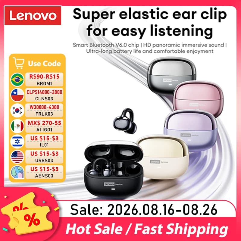 اختيار سماعات أذن Lenovo LE302 OWS مشبك أذن سماعات أذن لاسلكية منخفضة الكمون مكالمة HD سماعات بلوتوث موسيقى HiFi رياضية عصرية