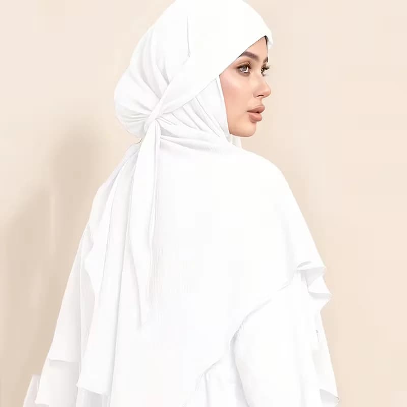 غطاء رأس مسلم طويل أنيق مع إغلاق برباط حجاب إسلامي للصلاة جاهز للارتداء عباية حجاب يومي - 4