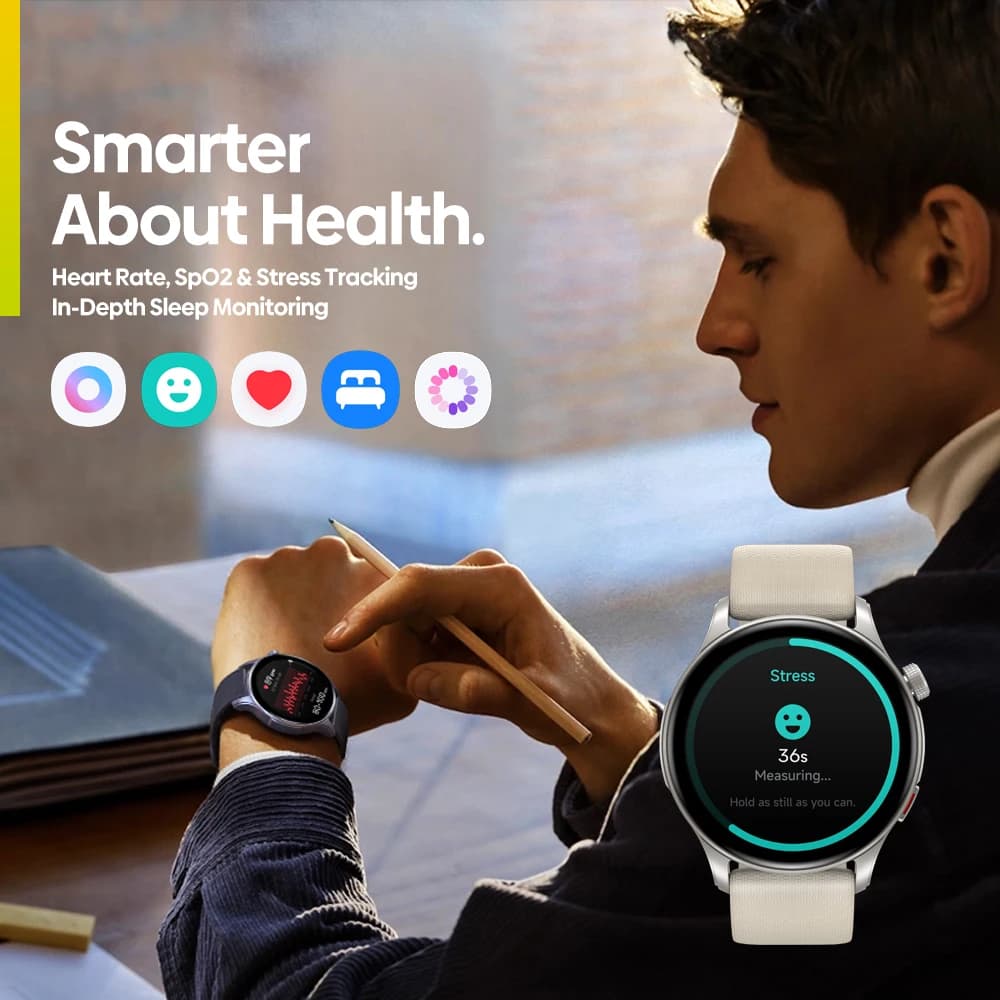 ساعة ذكية جديدة Zeblaze Btalk 3 GPS بشاشة AMOLED 1.43 بوصة سوار مزدوج لإجراء/استقبال المكالمات وتتبع معدل ضربات القلب ومستوى الأكسجين في الدم والإجهاد - 5