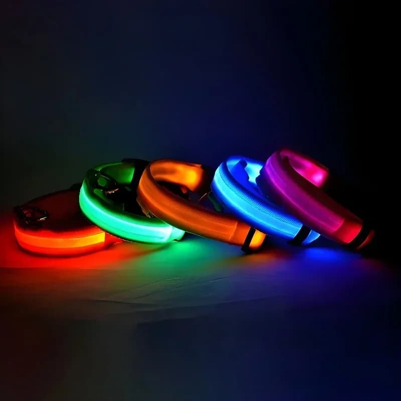 Dog Collar Nylon LED Night Safety Flashing Glow In The Dark Pet Dog Leash pet Dogs Luminous Fluorescent  dog accessories collar - 6