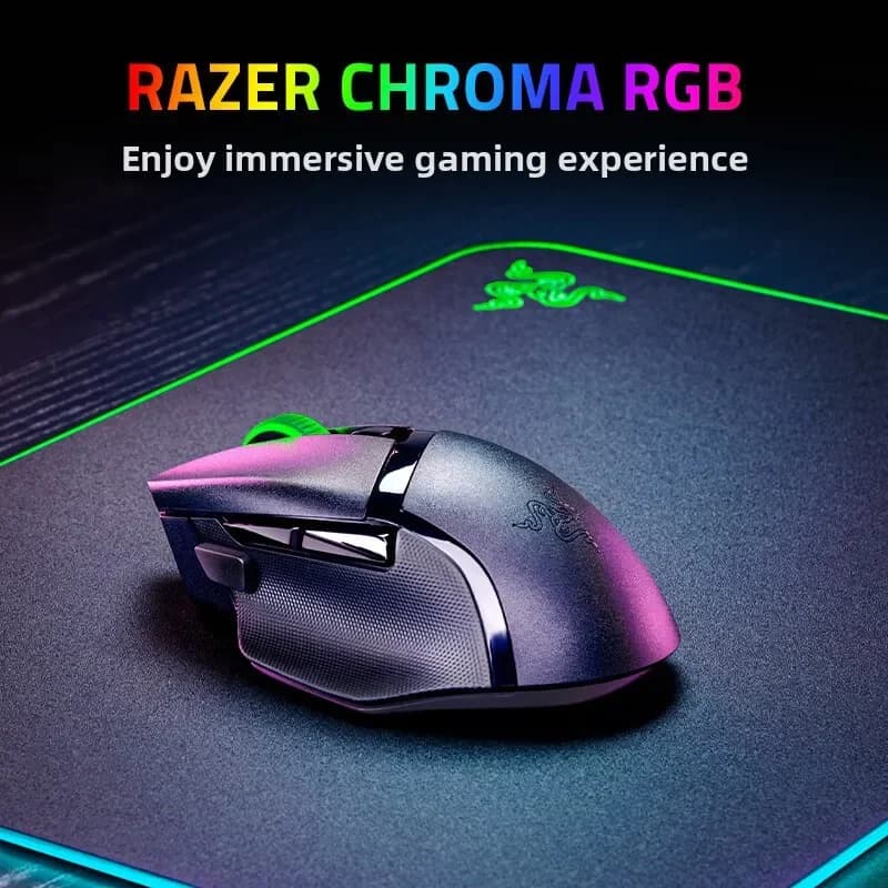 ماوس Razer Basilisk V3 X HyperSpeed الأصلي، ماوس ألعاب لاسلكي بإضاءة RGB (2.4 جيجا هرتز) وبلوتوث، مستشعر بصري 18K DPI - 3